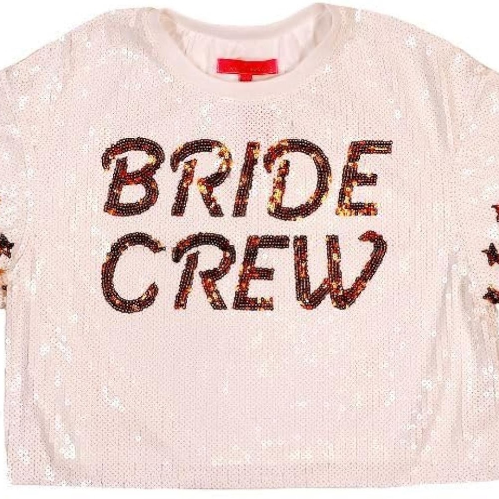 Bride Crew Sequin Crop Top shirt 
Simply southern, New with tags